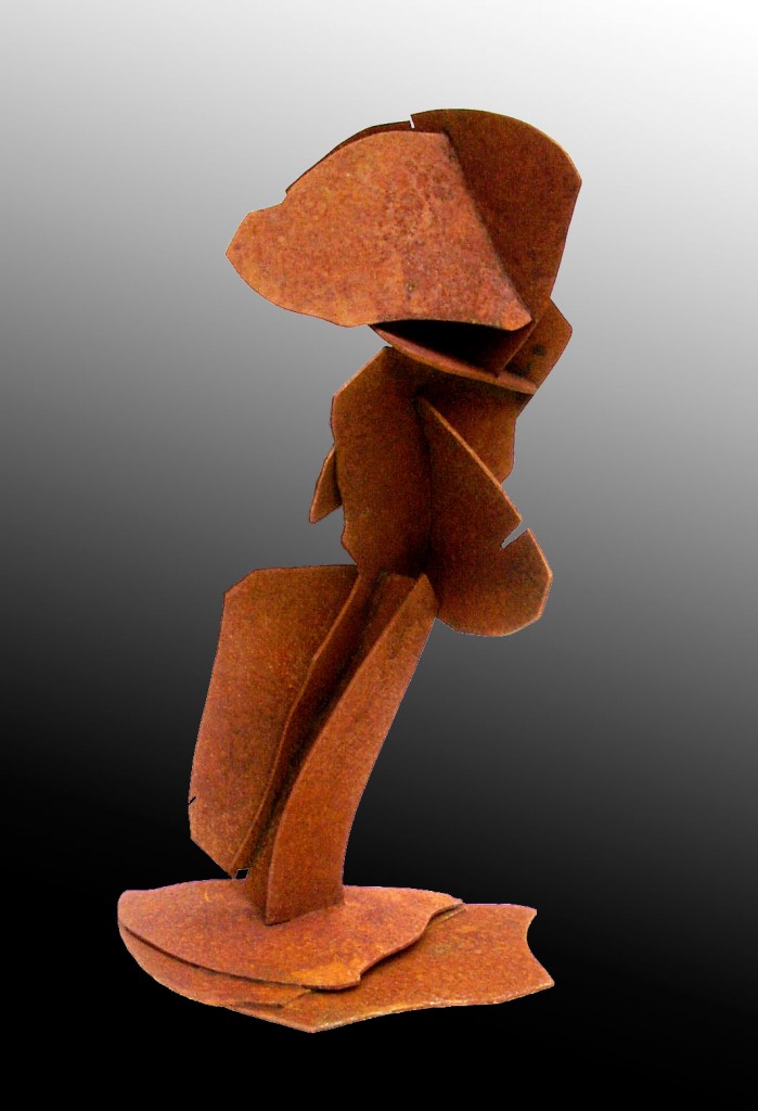 Abstract sculpture fabricated copper