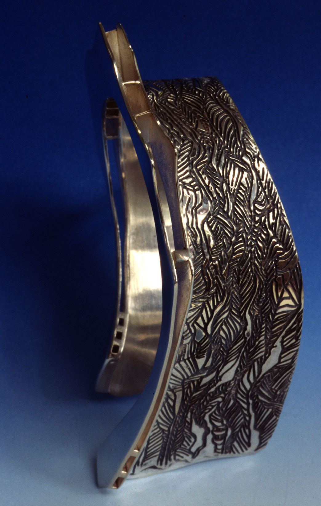 Sterling Silver etched and fabricated bracelet