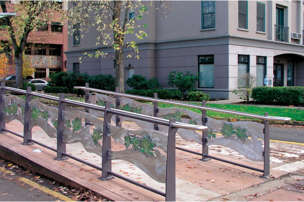 fabricated and cast aluminum hybrid transit station art railings